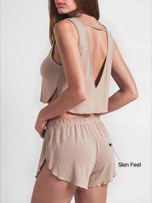 SHAPORA Solid Backless PJ Set / Pajama Set - Mocha Brown - View 2