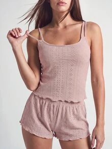 EasyFave 女士针织家居服套装 - 藕粉色 - 查看 2
