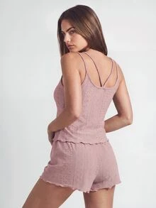 EasyFave 女士针织家居服套装 - 藕粉色 - 查看 4