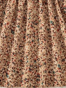 SHEIN Vintaside Kids 1pc Young Girl Patchwork Dress Sweet Rust Red Floral Ribbed Knit Peter Pan Collar Long Sleeve Regular Birthday Party Autumn Fall Princess Vintage - Coffee Brown - View 9