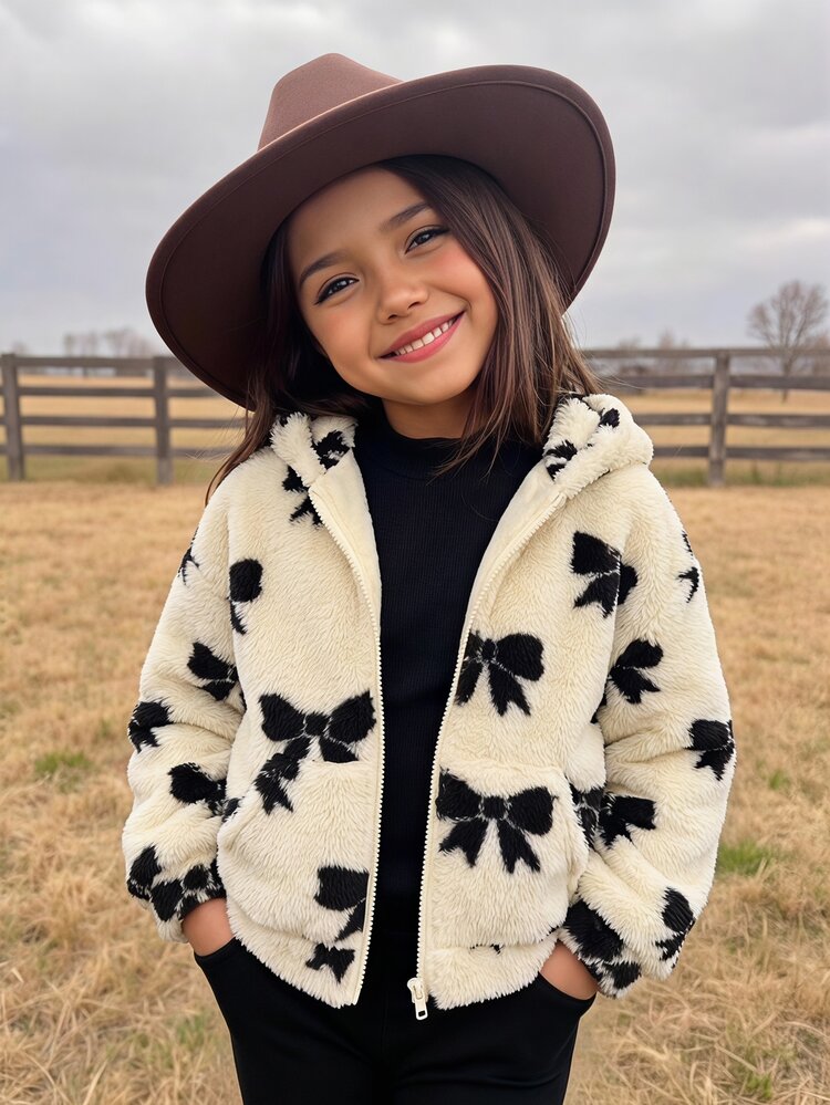 SHEIN Jaket Bulu Imitasi Minimalis untuk Anak Perempuan Remaja, Cocok untuk Pesta dan Aktivitas Luar Ruangan, Musim Gugur/Dingin - Putih - View 10