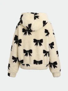 SHEIN Kids Tween Girl Minimalist Faux Fur Jacket, Suitable For Party And Outdoor Wear, Autumn/Winter - White - View 3