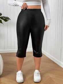 SHEIN EZwear 大尺碼時尚百搭通勤緊身褲萬聖節服裝 - 黑色 - 查看 5