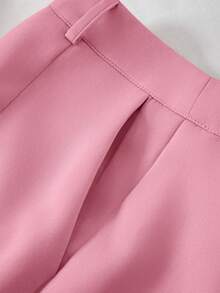 Franclia Solid Color Single-Breasted Long Sleeve Suit Jacket And Pants, Elegant Suit Set Fall Cloth For Women - Pink - View 7