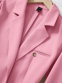 Franclia Solid Color Single-Breasted Long Sleeve Suit Jacket And Pants, Elegant Suit Set Fall Cloth For Women - Pink - View 6