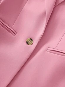 Franclia Solid Color Single-Breasted Long Sleeve Suit Jacket And Pants, Elegant Suit Set Fall Cloth For Women - Pink - View 5