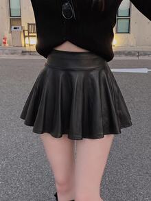 SHEIN 青少年女孩寬腰帶裙褲，附手機口袋 - 黑色 - 查看 6
