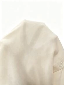 Trelyra 女款春夏新款優雅法式極簡白色領口無袖襯衫－單排扣下擺繫帶設計，輕盈透氣修身襯衫 - 杏色 - 查看 3