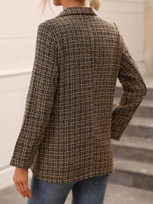 SHEIN Privé Plaid Double Breasted Blazer Fall Cloth For Women - Multicolor - View 2