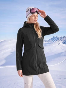In My Nature Jaket Softshell Outdoor Wanita Lengan Panjang dengan Resleting dan Tudung - Hitam - View 5