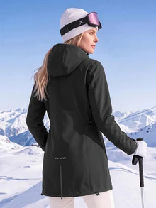 In My Nature Jaket Softshell Outdoor Wanita Lengan Panjang dengan Resleting dan Tudung - Hitam - View 2