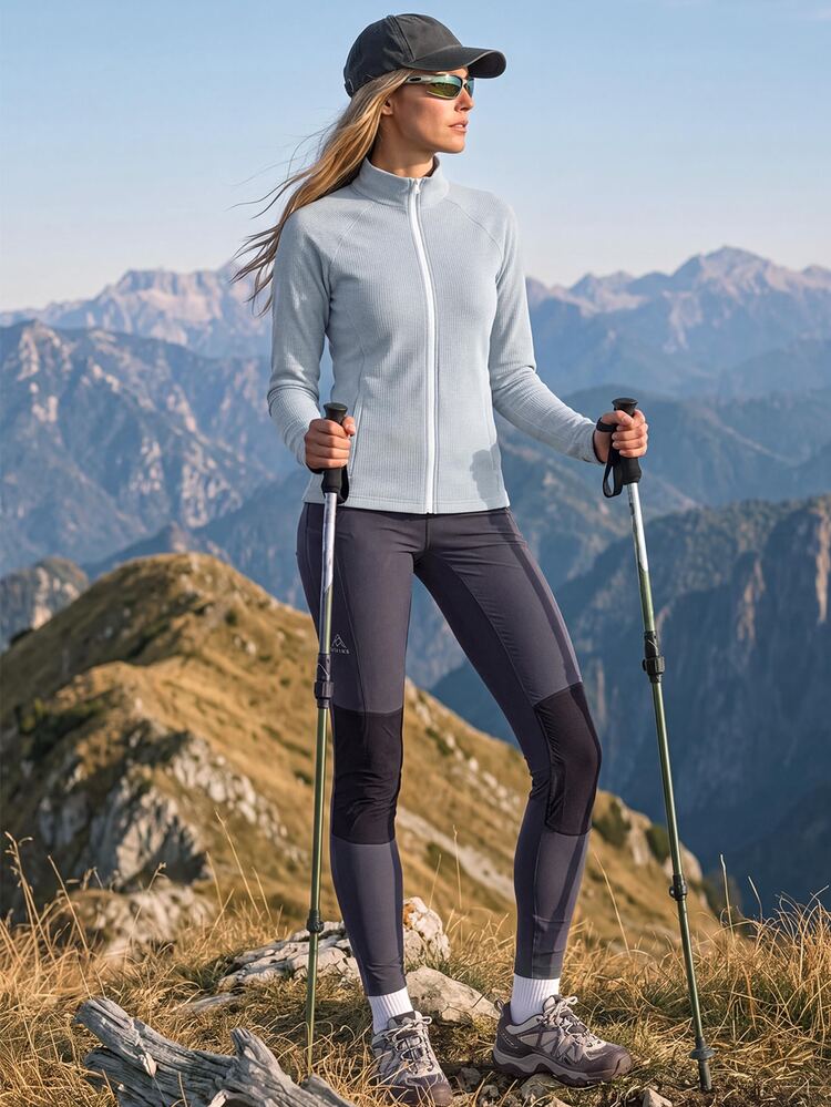 In My Nature Women's Solid Color Raglan Long Sleeve Zipper Front Fleece Outdoor Jacket - Multicolor - View 5