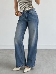 RiviMae WOMEN WIDE LEG LOW WAIST JEANS - أزرق متوسط - مشاهدة 1