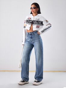RiviMae WOMEN CLASSIC HIGH WAIST STRAIGHT DARK BLUE Y2K WASH DENIM JEAN - Dark Wash - View 5