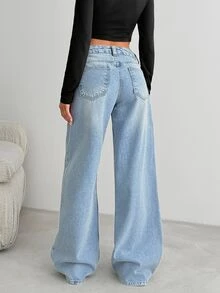 RiviMae WOMEN LOOSE LOW WAIST WIDELEG LIGHT WASH DENIM JEAN - Light Wash - View 2