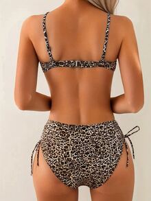 SHEIN Women's Random Print High Waist Bikini Set With Bandeau Top, Summer - Multicolor - View 2