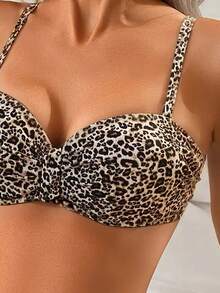 SHEIN Women's Random Print High Waist Bikini Set With Bandeau Top, Summer - Multicolor - View 7