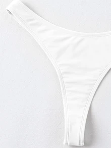 Swim Basics Solid High Cut Bikini Bottom,Summer Beach,Fourth Of July,Independence Day - White - View 5