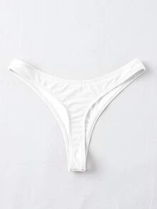 Swim Basics Solid High Cut Bikini Bottom,Summer Beach,Fourth Of July,Independence Day - White - View 2