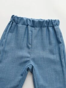 SHEIN 小男孩套裝，長袖，婚禮，返校，生日，花童，白色藍色，秋季 - 霧霾藍 - 查看 6