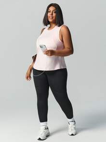 SHEIN Unity Plus Size Women's Mesh Breathable Loose Fit Vest & Pants Sports Suit - Multicolor - View 5