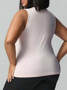 SHEIN Unity Plus Size Women's Mesh Breathable Loose Fit Vest & Pants Sports Suit - Multicolor - View 3