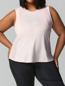 SHEIN Unity Plus Size Women's Mesh Breathable Loose Fit Vest & Pants Sports Suit - Multicolor - View 2