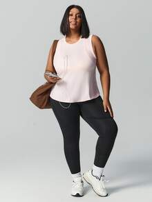 SHEIN Unity Plus Size Women's Mesh Breathable Loose Fit Vest & Pants Sports Suit - Multicolor - View 1