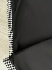 SHEIN Maternity Plaid Sleeveless 3-In-1 Jacket,Maternity 3-In-1 Winter Coat With Fleece Lining – Black & White Fine Check Pattern - Black - View 11