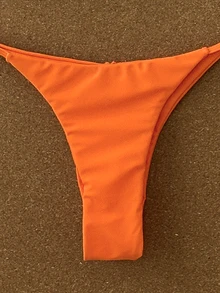 SHEIN Swim 纯色三角杯比基尼套装，度假沙滩装 - 橘色 - 查看 6