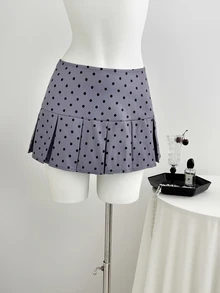 Elamini Women's Sweet Sexy Polka Dot Asymmetrical Shoulder Slimming 2 Pieces Set - Multicolor - View 4
