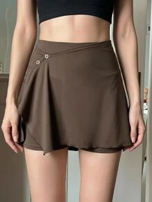 DAZY Slim Fit Short Micro-Shaping Women's Anti-Embarrassment Base Layer Safety Shorts - Brown - View 8