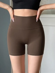 DAZY Slim Fit Short Micro-Shaping Women's Anti-Embarrassment Base Layer Safety Shorts - Brown - View 4