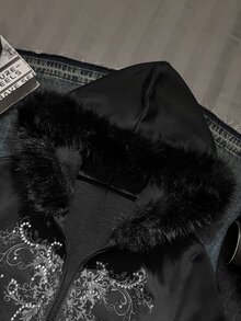 مجموعة SHEIN EZwear للمقاسات الكبيرة، خريف/شتاء: سويت شيرت بغطاء رأس للهالوين ومناسب للارتداء اليومي - الأسود - مشاهدة 5