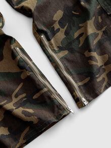 ROMWE MEN Men's Loose Camouflage Cargo Denim Jeans - Army Green - View 7