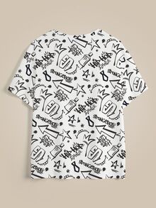 SpongeBob SquarePants | SHEIN Kaos Kasual Lengan Pendek Leher Bulat Motif Kartun Huruf untuk Wanita Ukuran Besar - Putih - View 8