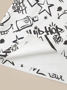SpongeBob SquarePants | SHEIN Kaos Kasual Lengan Pendek Leher Bulat Motif Kartun Huruf untuk Wanita Ukuran Besar - Putih - View 5