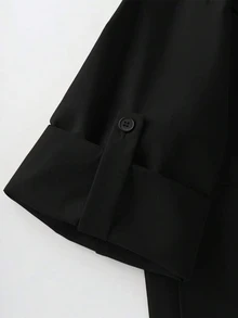 GlowEve CURVE Jaket Hitam Kerah Besar Kasual Elegan Bergaya Vintage Prancis untuk Musim Gugur - Hitam - View 6