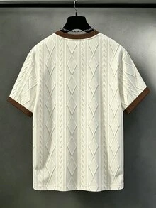 Manfinity Homme Men's Plus Size Colorblock Trim Short Sleeve T-Shirt - Apricot - View 2