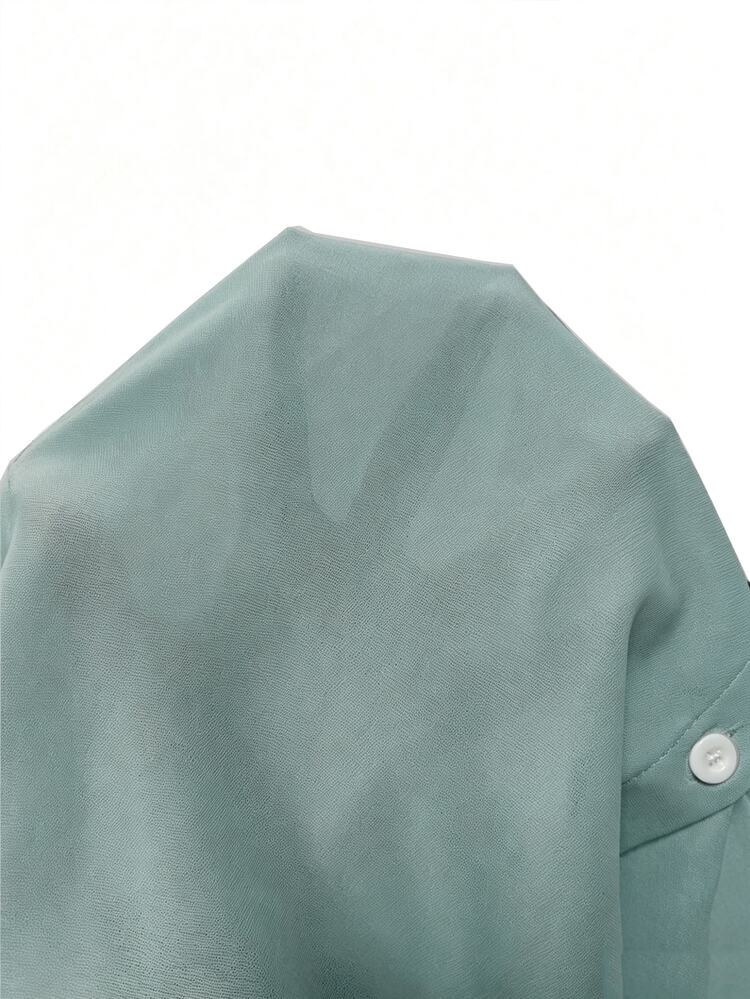 Franclia Women's Spring Summer Elegant Casual French Minimalist Dusty Blue Collared Sleeveless Blouse Single-Breasted Hem Tie Design Slim-Fit Shirt Vacation - Blue - View 3