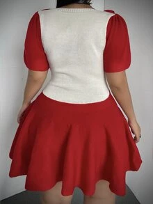 Whyspr Halloween Cosplay Plus Size Sweater Dresses - Red - View 2