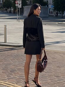 Opulessa Women's Solid Color Long Sleeve Elegant Commuter Blazer - Black - View 3