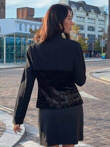 Opulessa Women's Solid Color Long Sleeve Elegant Commuter Blazer - Black - View 7