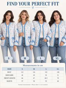 Pariaura Women's Quilted Autumn Coat – Pink And White Patterned Loose Fit Jacket, Long Sleeve Lightweight Puffer, Boho Elegant Romantic Goth Date - Multicolor - View 9