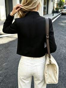 Women's Autumn/Winter New Black Stand Collar Gold Thread Embroidered Decor Short Court Style Napoleon Jacket, Symmetrical Exquisite Gold Thread Rope Embroidery Pattern On Chest With Vintage Court Style, Short Cut Optimized Body Proportion, Easily Create Fashionable Outfit Look, Napoleon Jacket - Black - View 2
