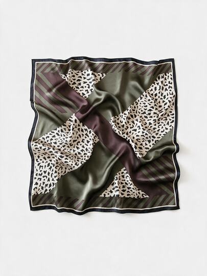 Lumivelle 1 pieza Pañuelo cuadrado de seda sintética estampado para mujer, estilo bandana minimalista, para reuniones de negocios y viajes casuales