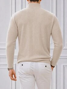 Core Aspect Men's Autumn Casual Solid Color Stand Collar T-Shirt - Apricot - View 2