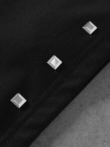 ROMWE MEN Goth Men's Dark Style Fur Collar Cross Rhinestone Polo Vintage Y2K Short Sleeve T-Shirt - Black - View 5