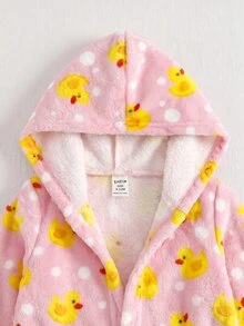SHEIN Kids Infant Cute Cartoon Duck Pattern Fluffy Loungewear Pajamas - Pink - View 6