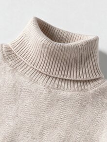 Omancia Turtleneck Batwing Sleeve Sweater - Apricot - View 4